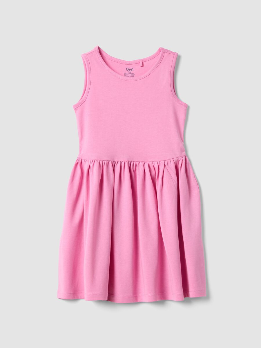Vestito senza maniche in puro cotone rosa da bambina regular fit_0