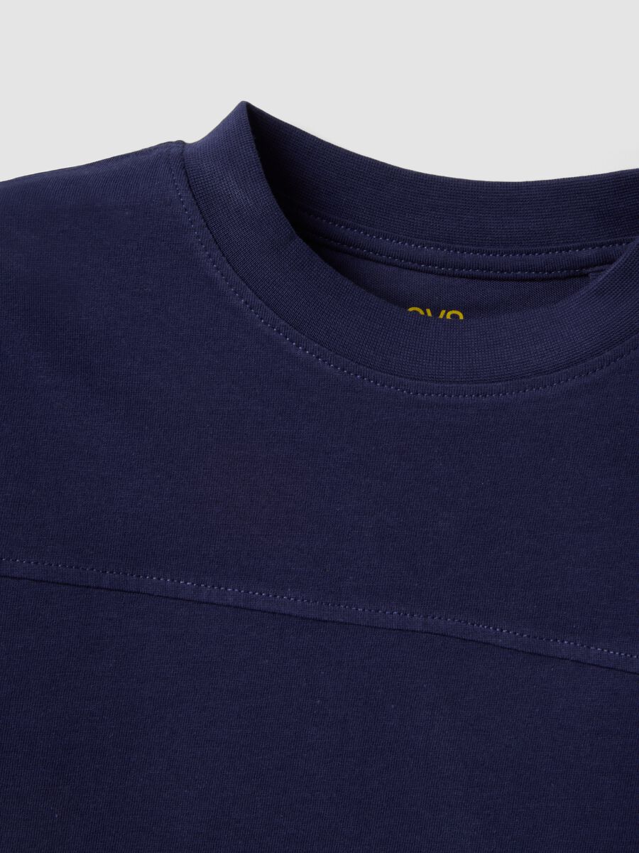 Blue pure cotton kids&rsquo; T-shirt with oversized fit_3