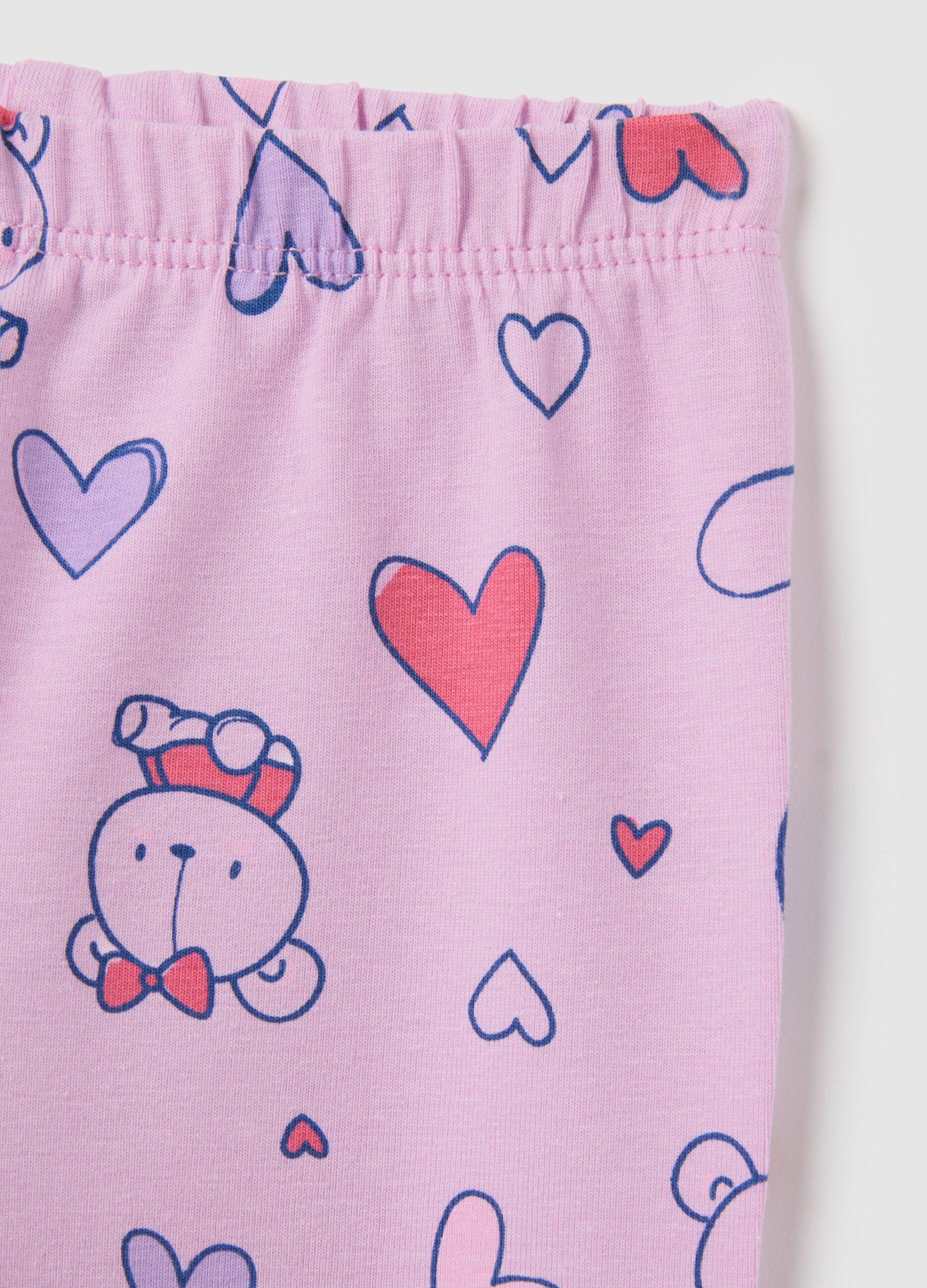Girls' Pink Cotton Leggings Regular Fit
