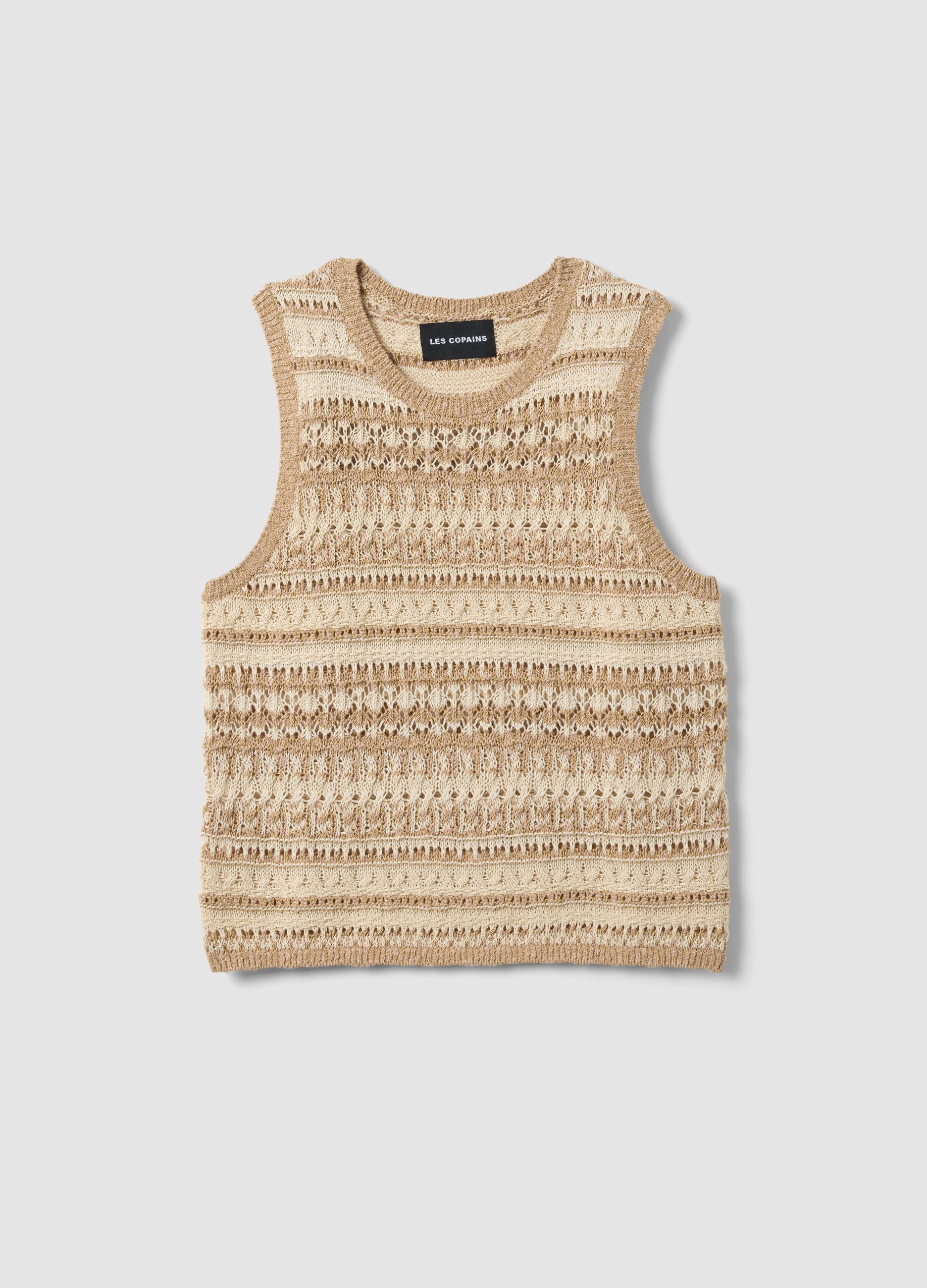 Tank top in crochet di misto cotone multicolor regular fit