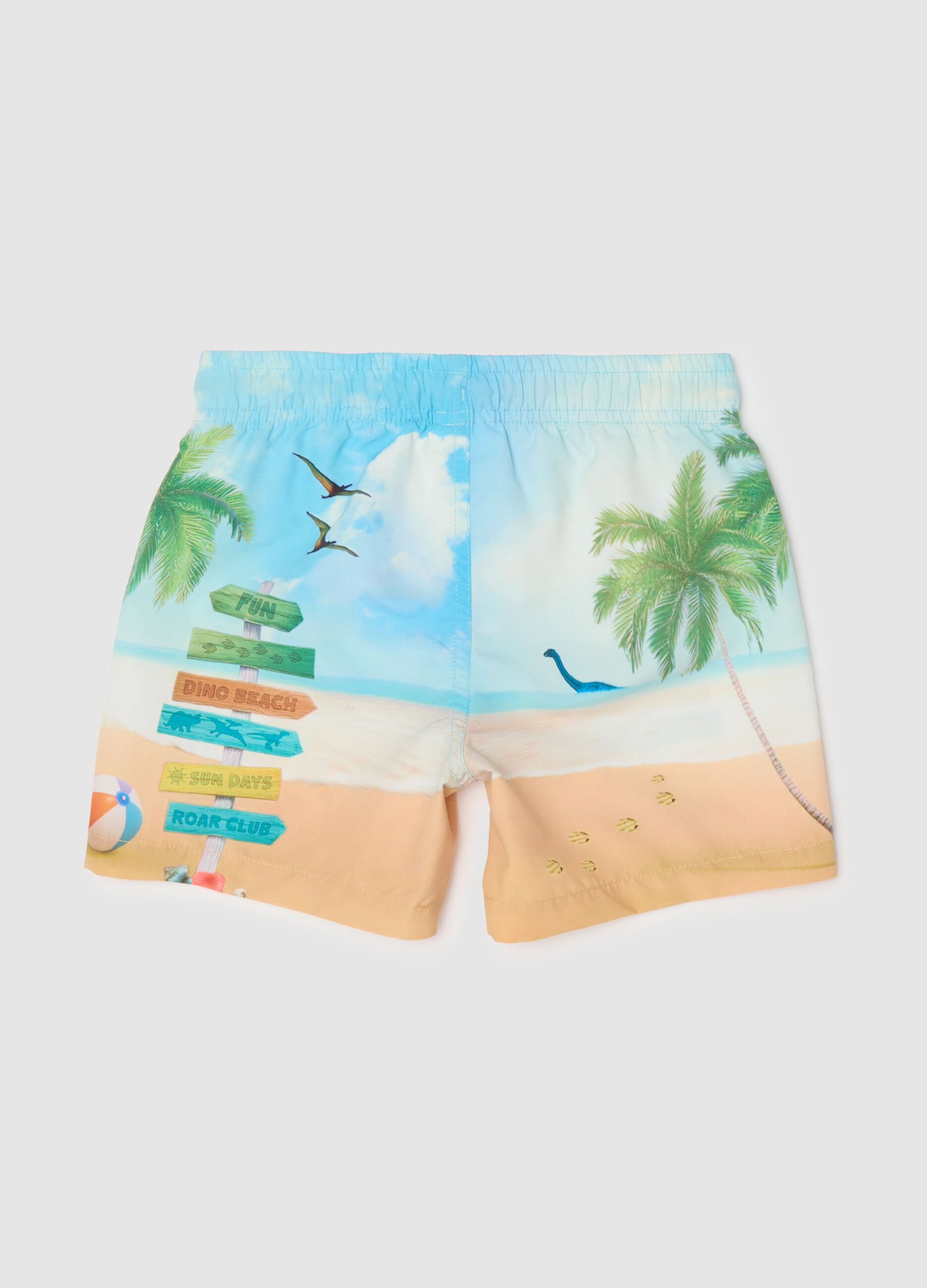Short multicolour regular fit boys' swimwear with elastic waistband