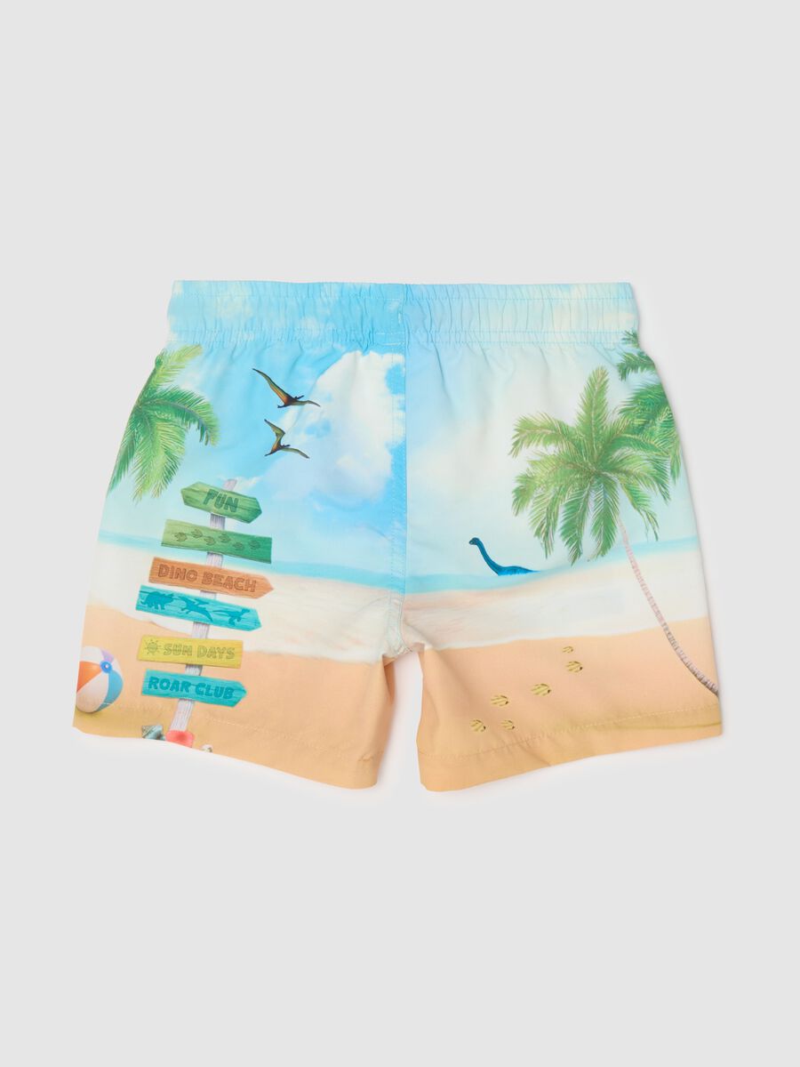 Short multicolour regular fit boys' swimwear with elastic waistband_1