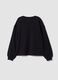 Black 100% cotton sweatshirt with star detail for girls, relaxed fit_4