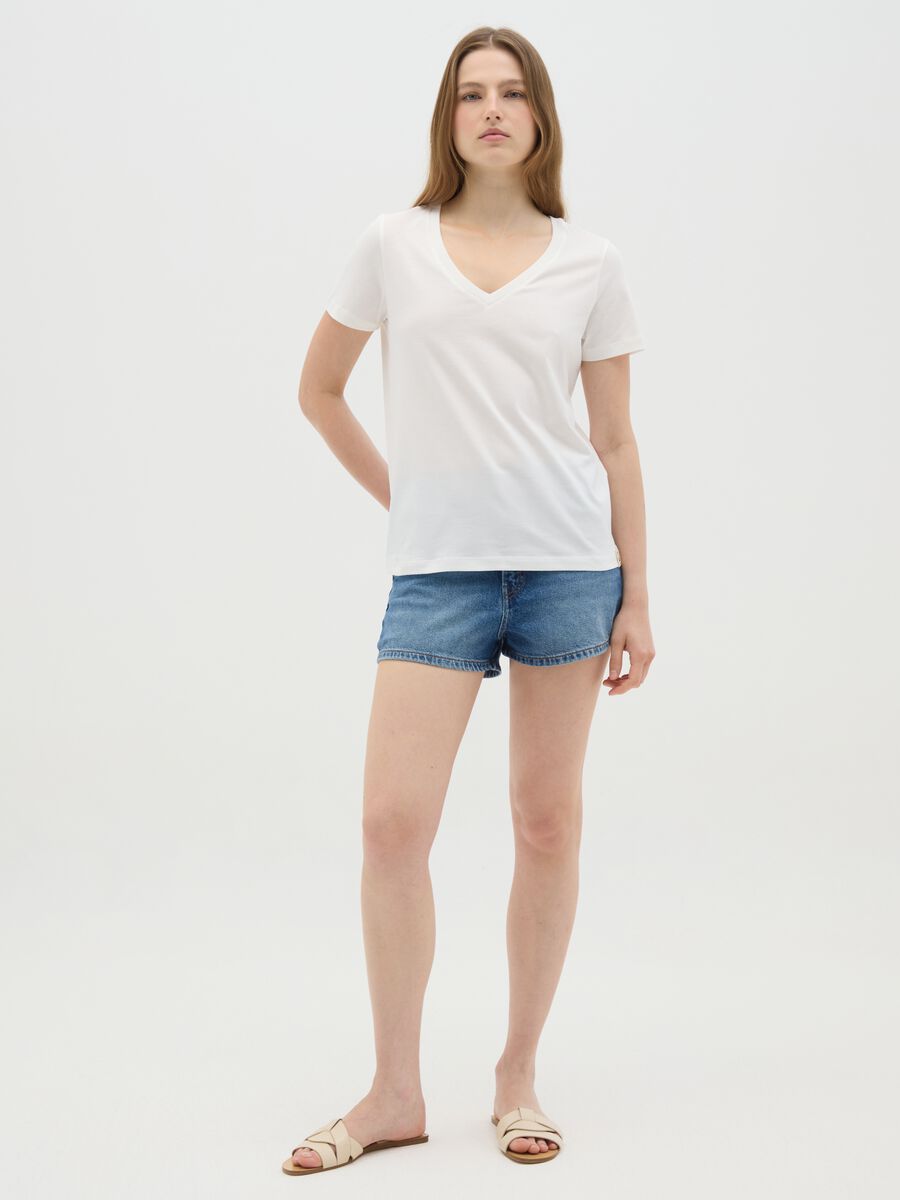 Shorts da donna in puro cotone denim regular fit_0