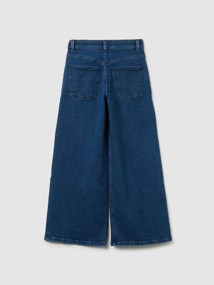 Jeans da ragazza in denim blu wide leg_1