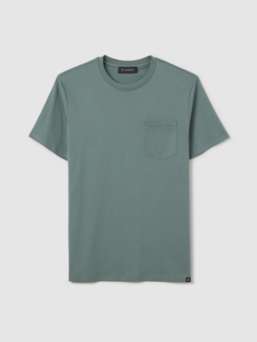 Green short-sleeved T-shirt in pure cotton_4