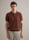 Brown regular fit polo in cotton, linen, and silk blend_0
