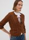Brown cable-knit cotton-blend cardigan, regular fit_0