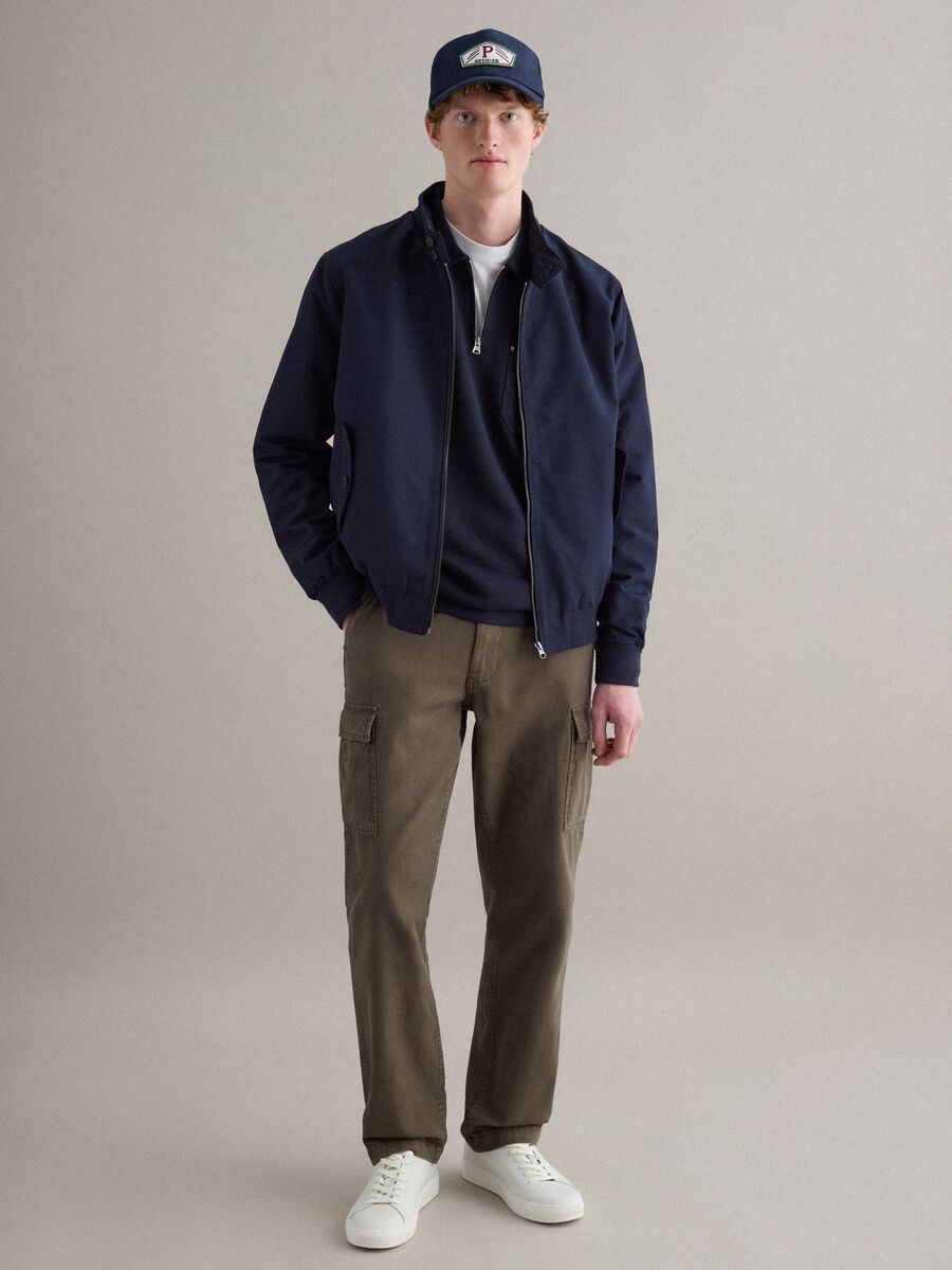 Blue pure cotton cap with adjustable visor and patch_1