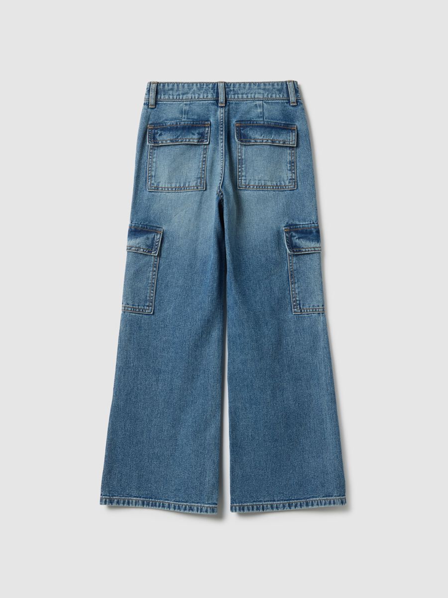 Jeans blu in puro cotone denim regular fit per ragazza_4