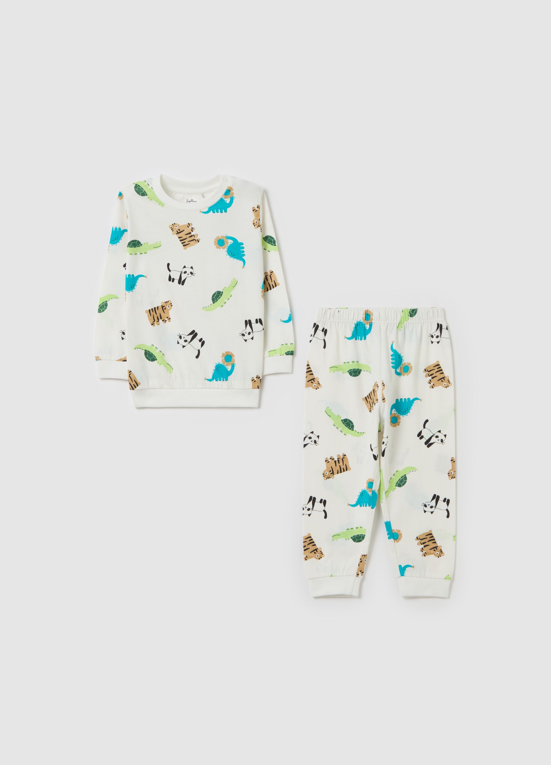 Organic cotton pyjamas with animals print