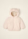 Pink quilted hooded jacket with little ears_0