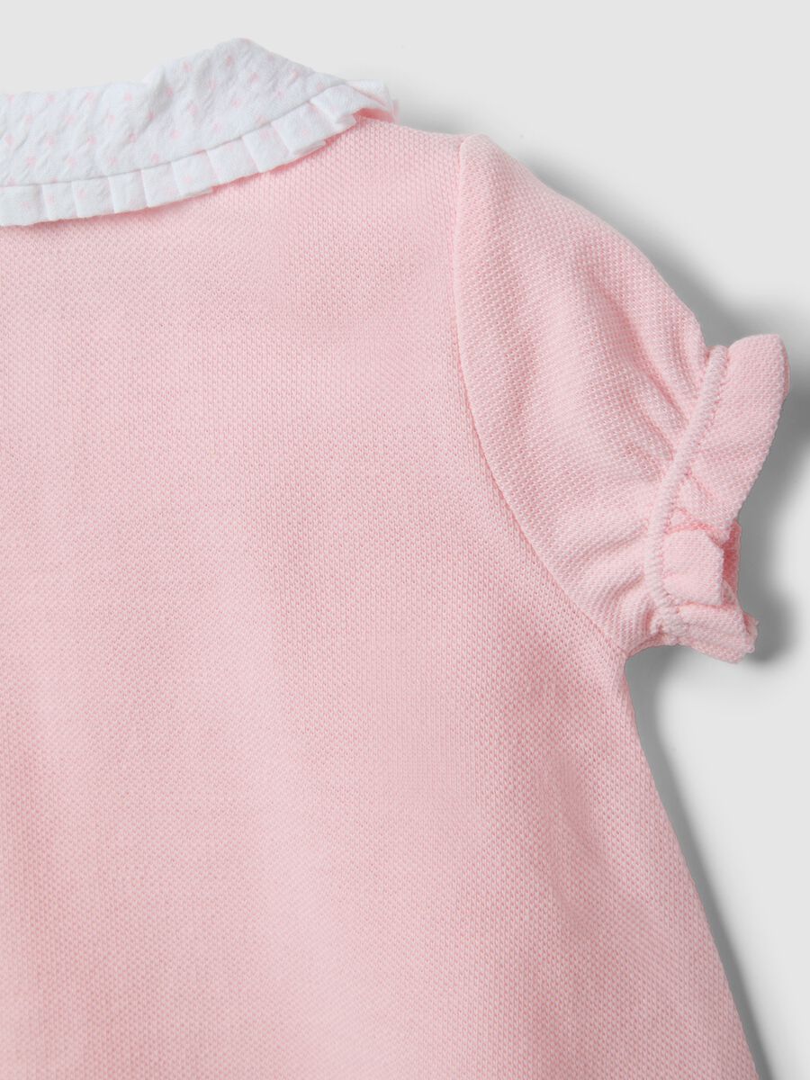 Pink pure cotton baby onesie with a pointed collar_3