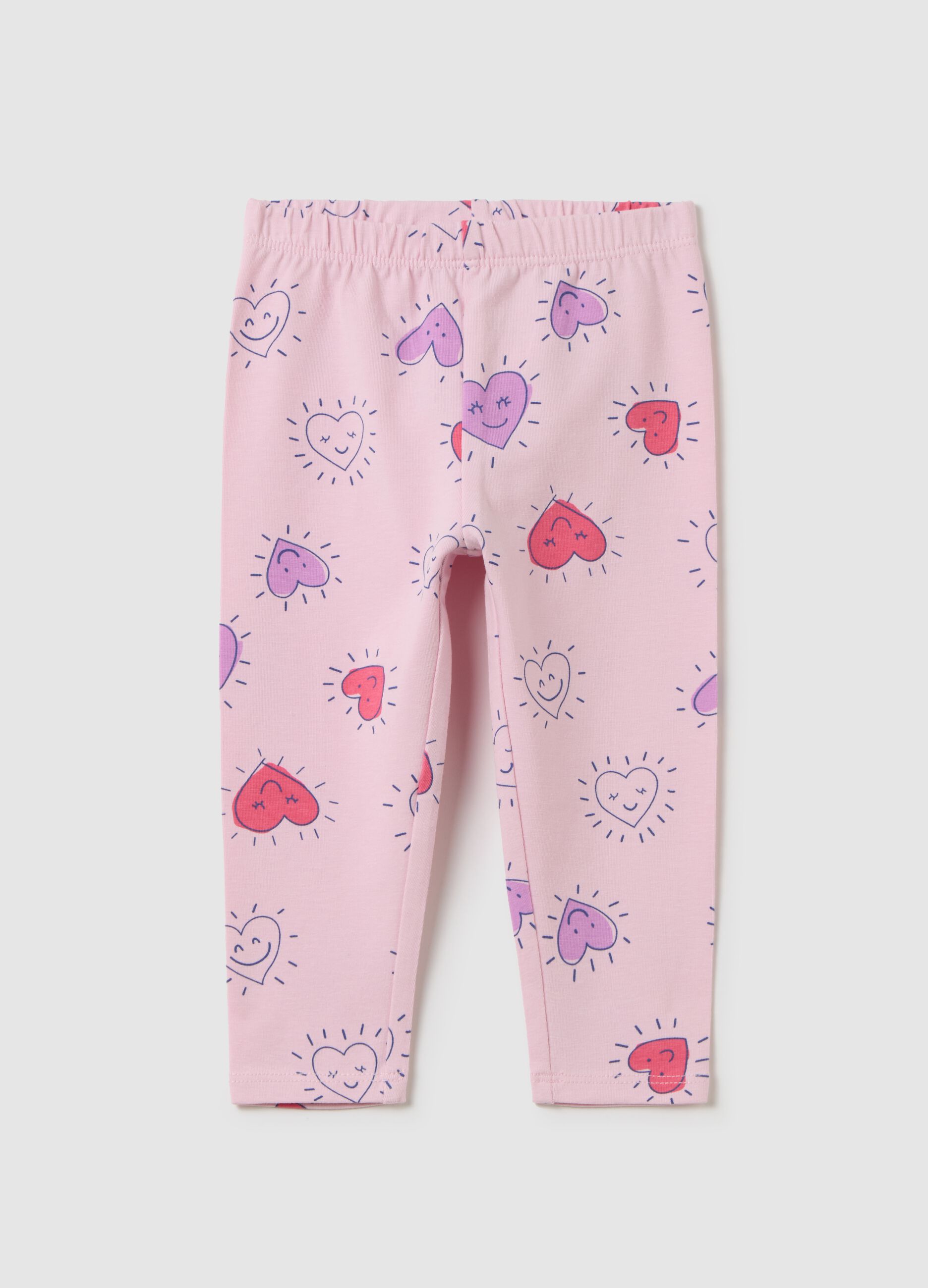 Girls' Pink Stretch Cotton Leggings