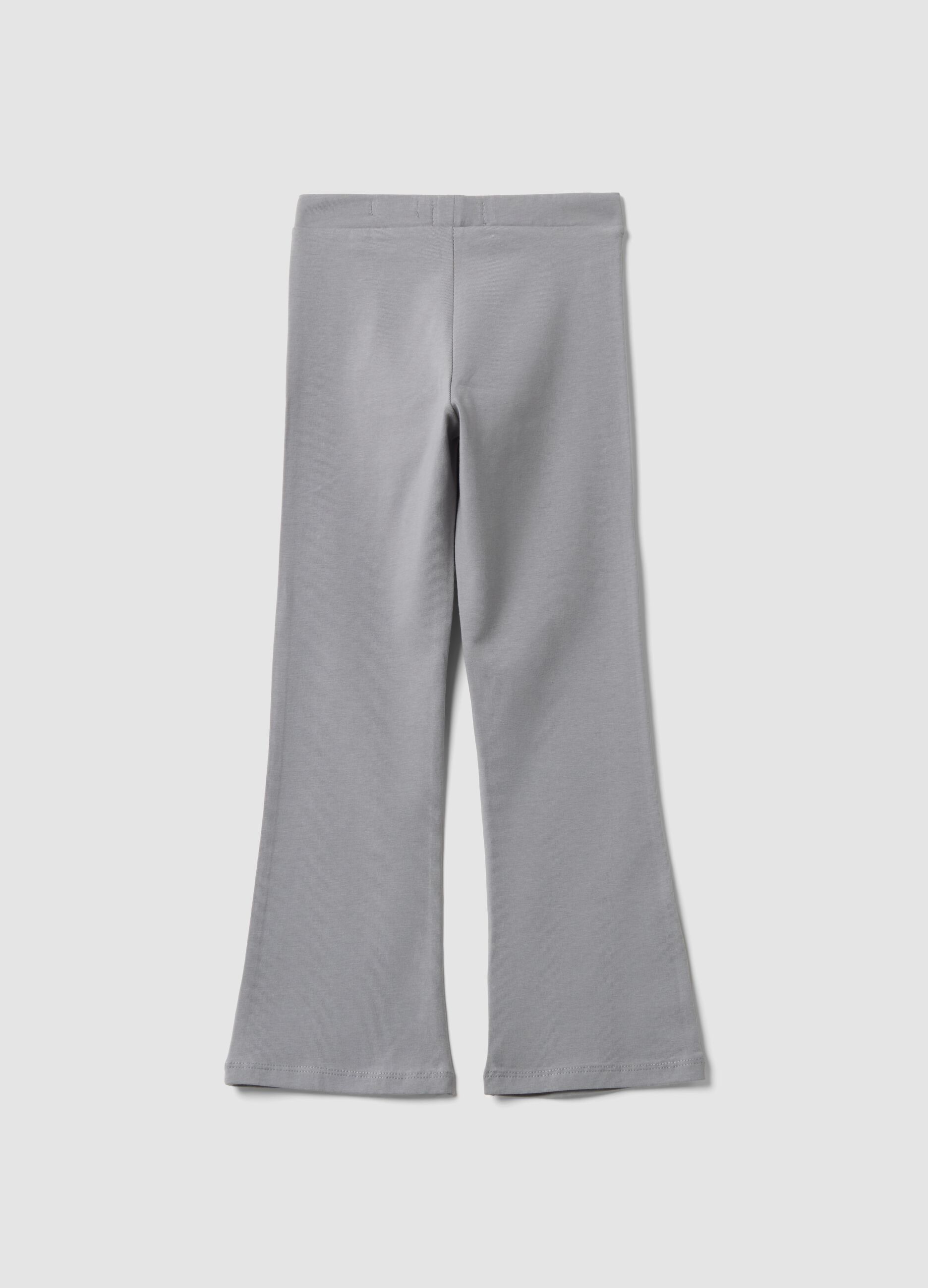 Leggings grigi in cotone elasticizzato flare fit per bambina