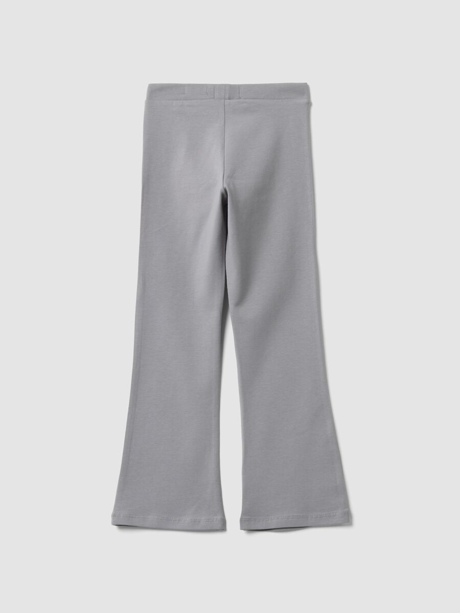 Leggings grigi in cotone elasticizzato flare fit per bambina_1