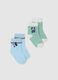 Newborn Multicolour Cotton Blend Socks Twin Pack with Mickey Embroidery_0