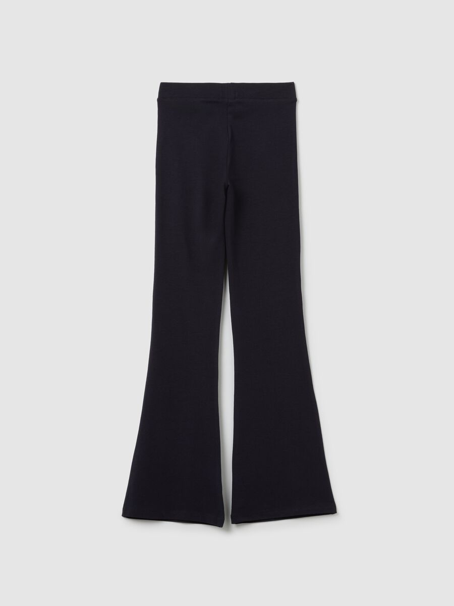 Girls' blue stretch cotton trousers in regular fit_1