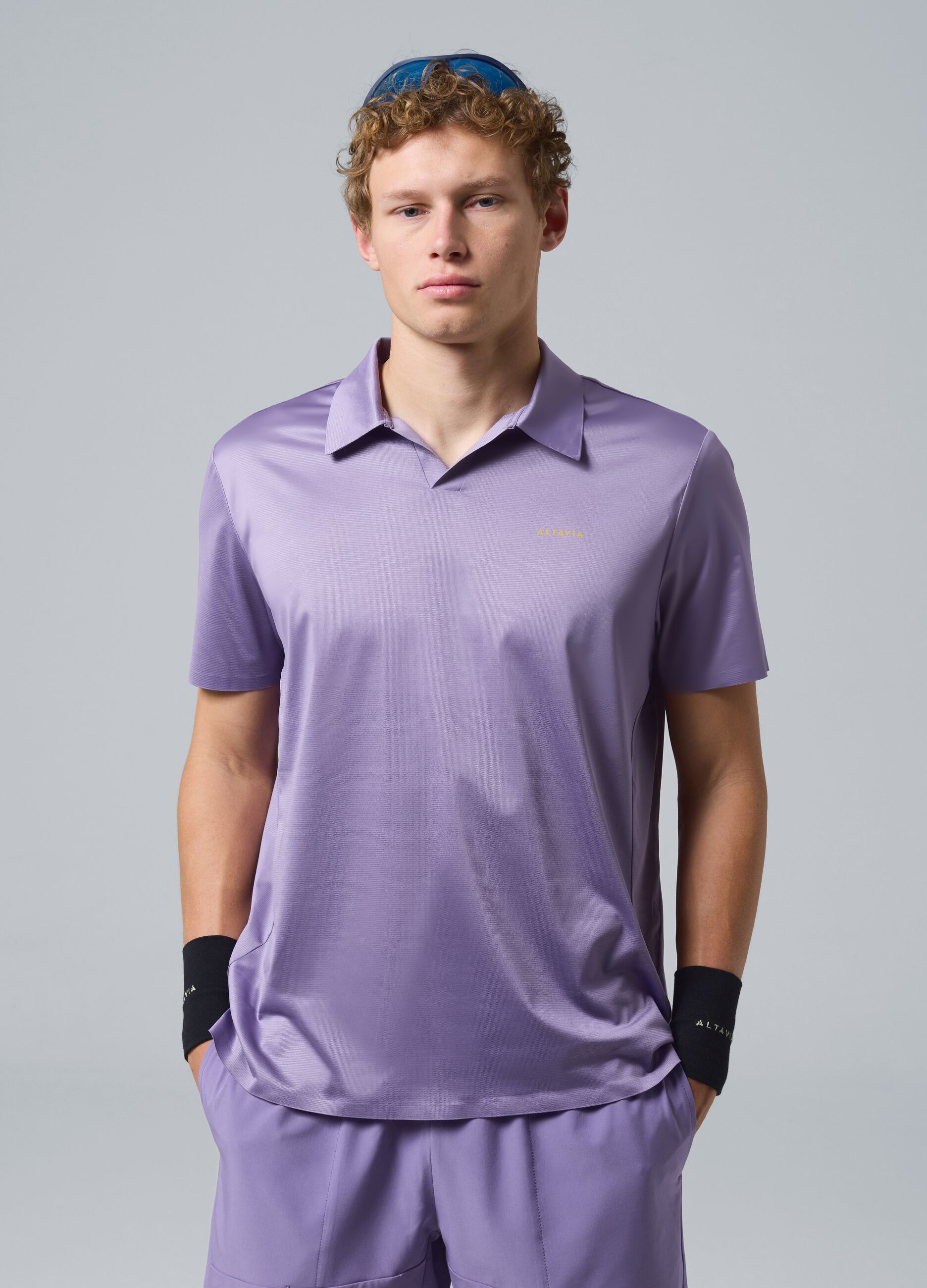 Polo sportiva viola in tessuto elasticizzato ALTAVIA COURT