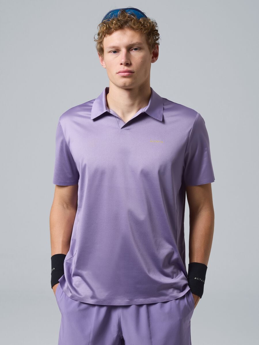 Polo sportiva viola in tessuto elasticizzato ALTAVIA COURT_1