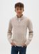 Maglione beige da ragazzo regular fit con design a treccia e mezza zip_0