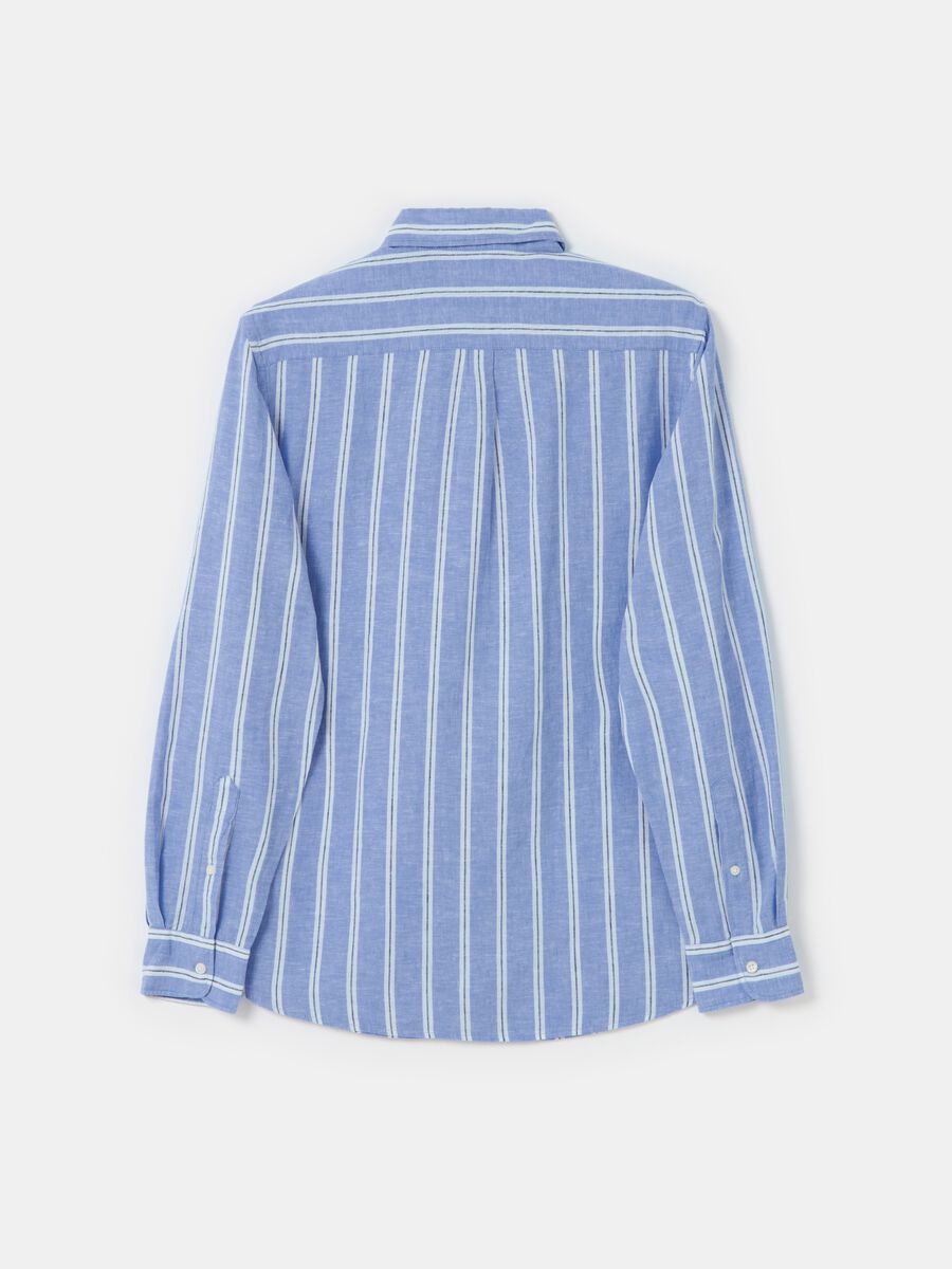 Regular-fit shirt in striped cotton and linen_4