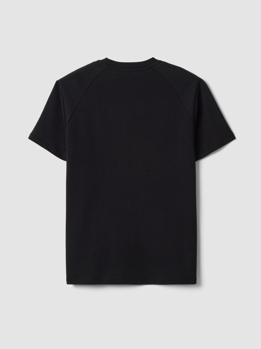 T-shirt nera in misto cotone traspirante e ad asciugatura rapida_6