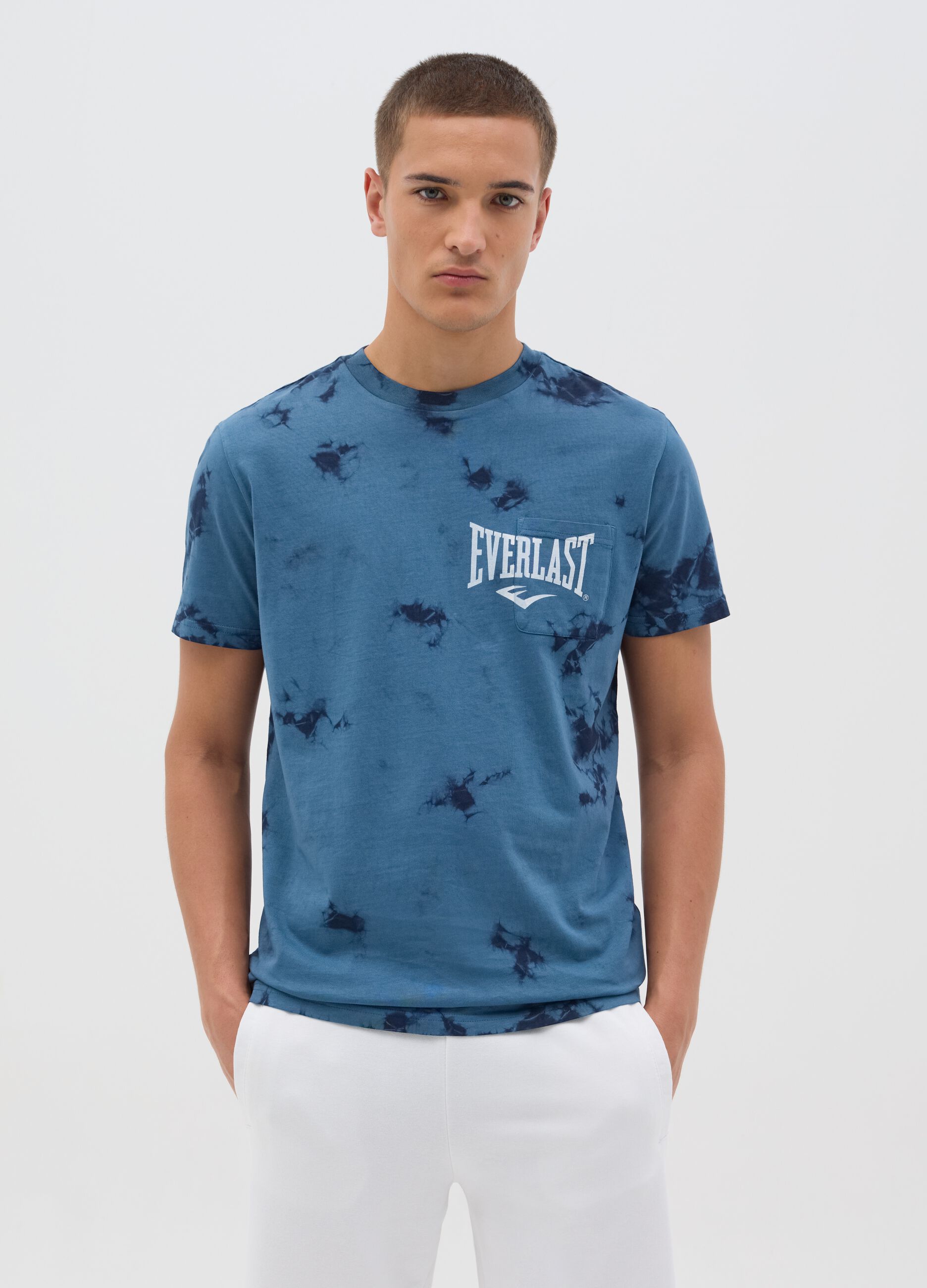 Blue Short Sleeve T-Shirt with Everlast Print