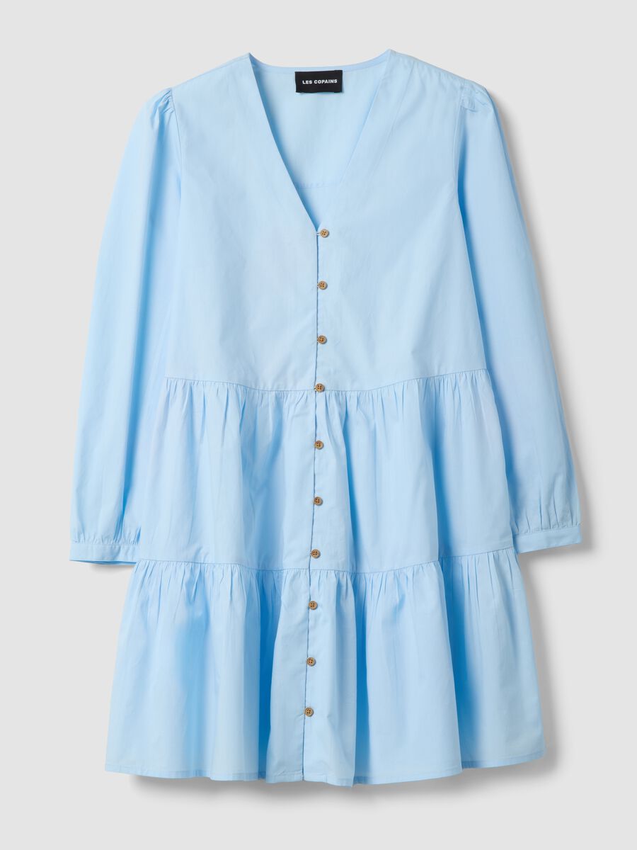 Abito in puro cotone azzurro regular fit deep V_4