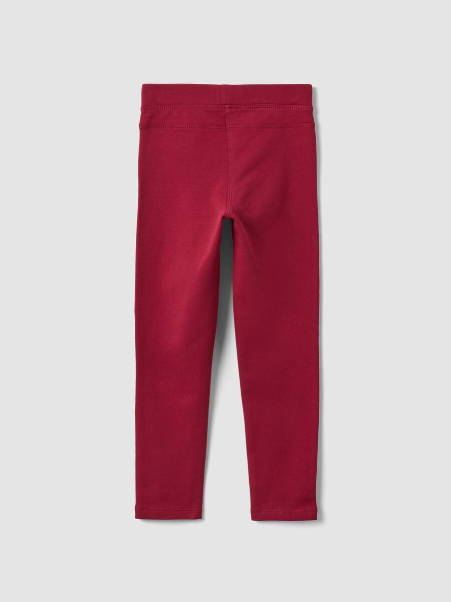 Treggings rossi in cotone organico elasticizzato slim fit per bambina_1