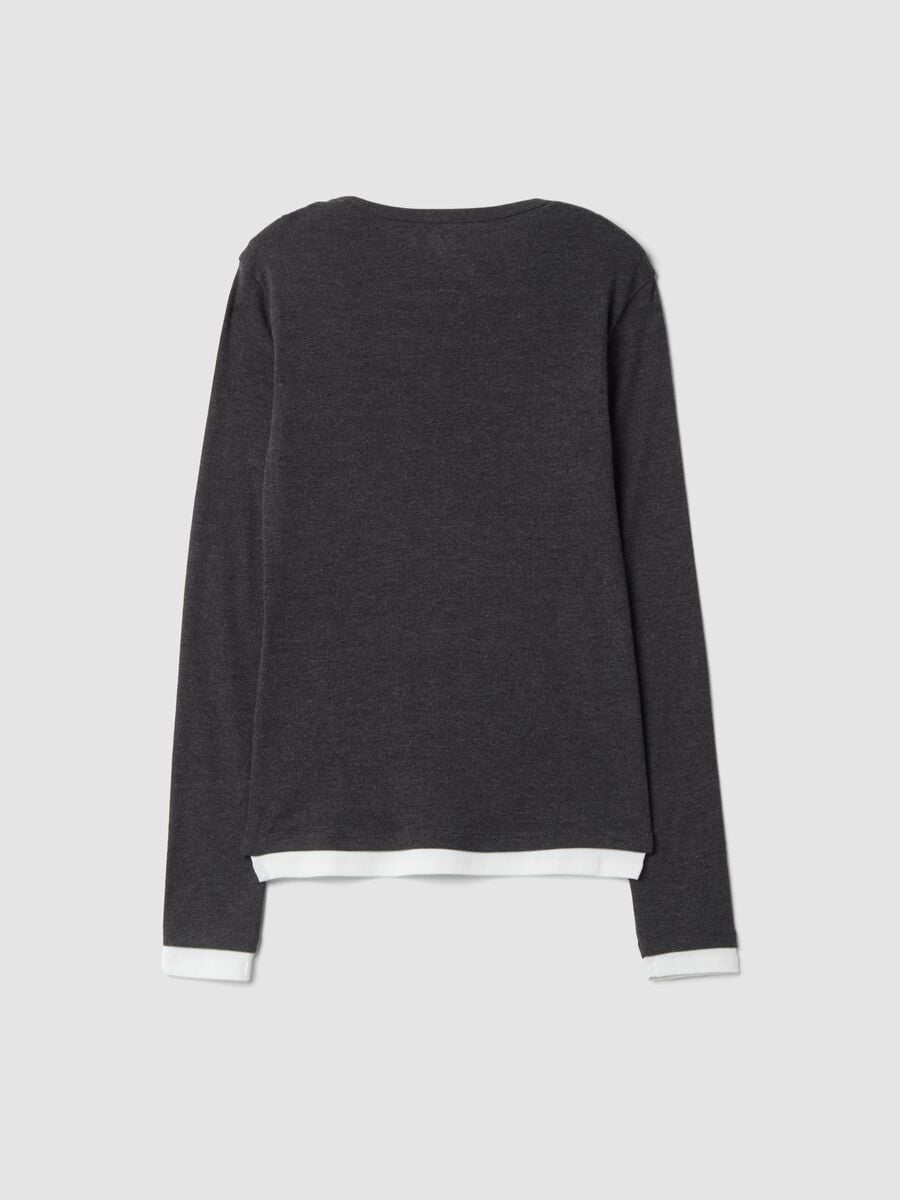 T-shirt grigia in misto cotone con girocollo_5