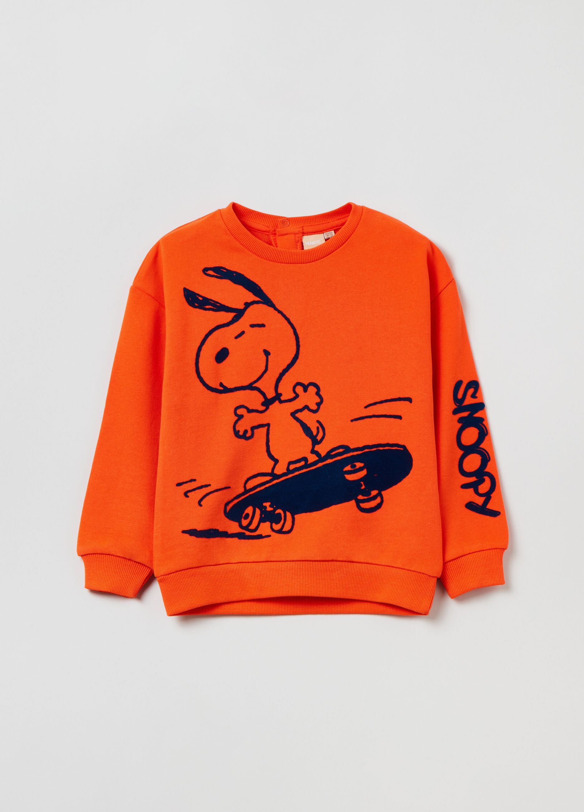 Felpa in French Terry con stampa Snoopy Arancione tangerine SNOOPY