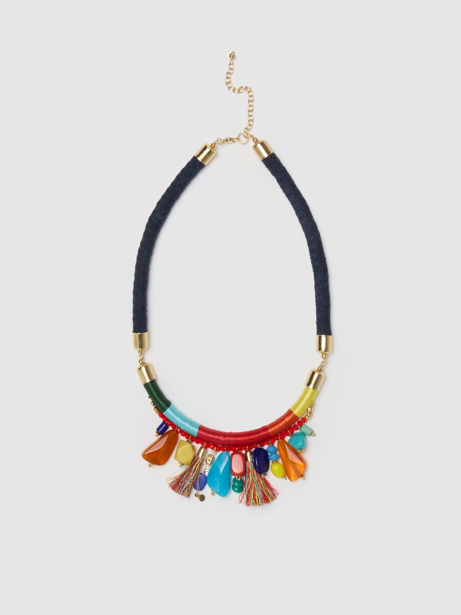 Women's multicolour iron necklace with golden accents_0