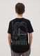 Boys' pure black cotton T-shirt with relaxed fit Warriors_2