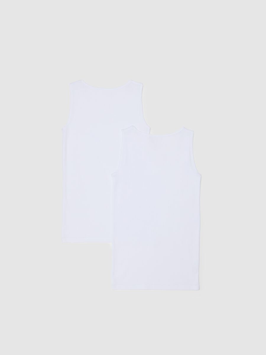 Girls' White Sleeveless T-Shirt Twin Pack in Pure Cotton Regular Fit_1