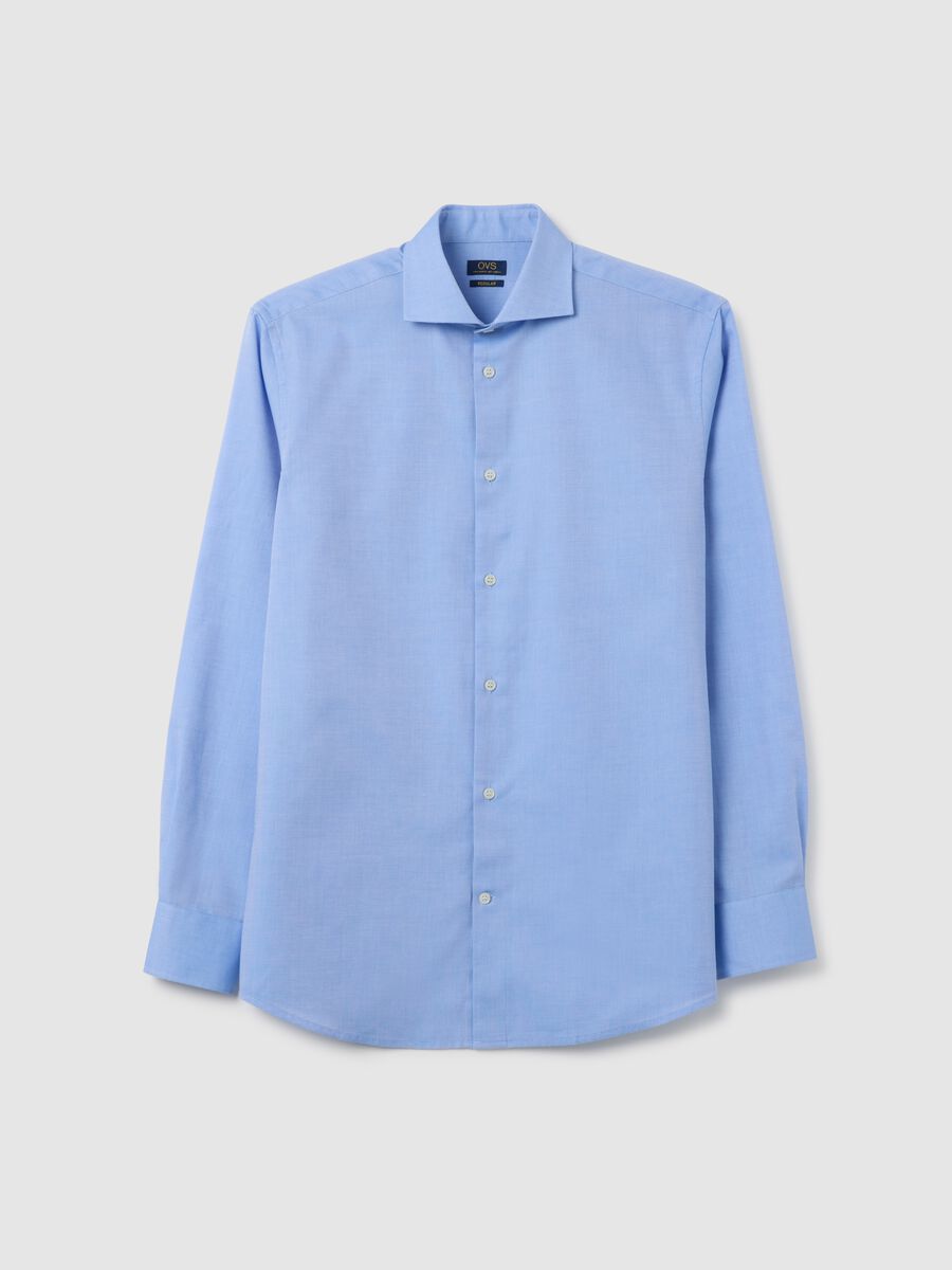 Men's blue pure cotton shirt easy iron_0