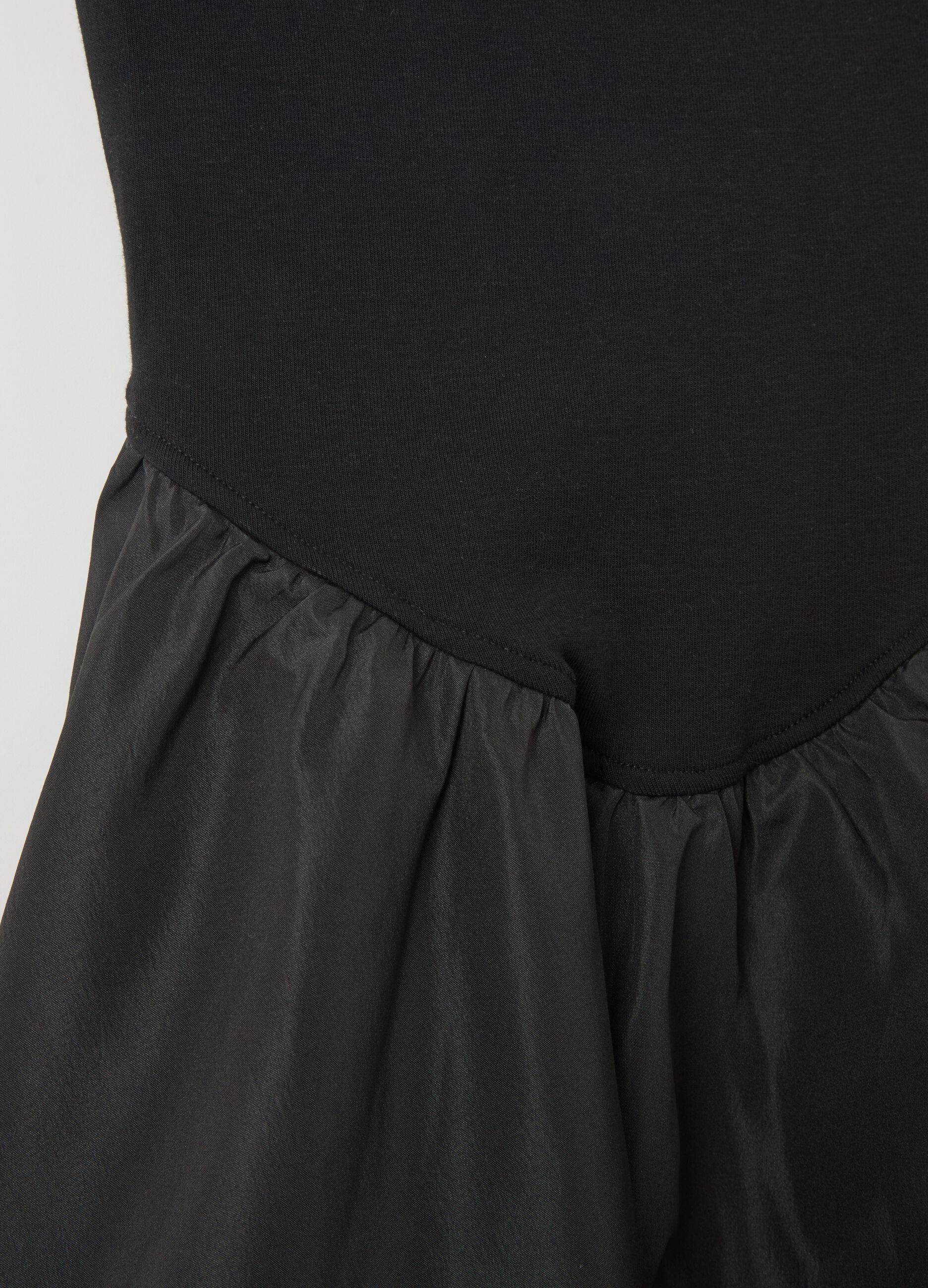 Black Dress with Square Neckline and Flared Skirt