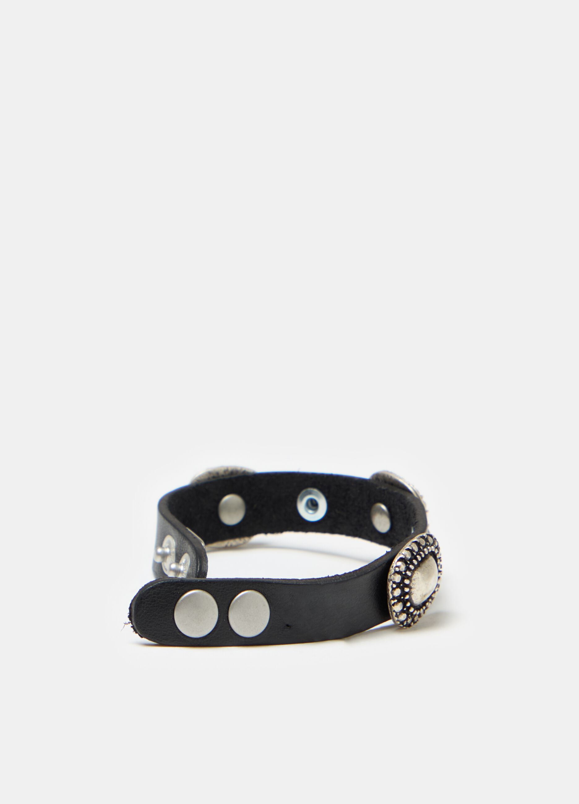 Leather bracelet with conchos