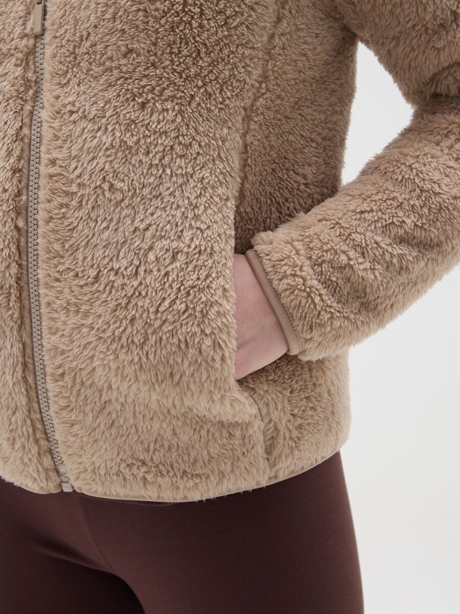 Felpa beige regular fit con zip_3