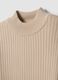 Beige ribbed viscose-blend top with high neck_5
