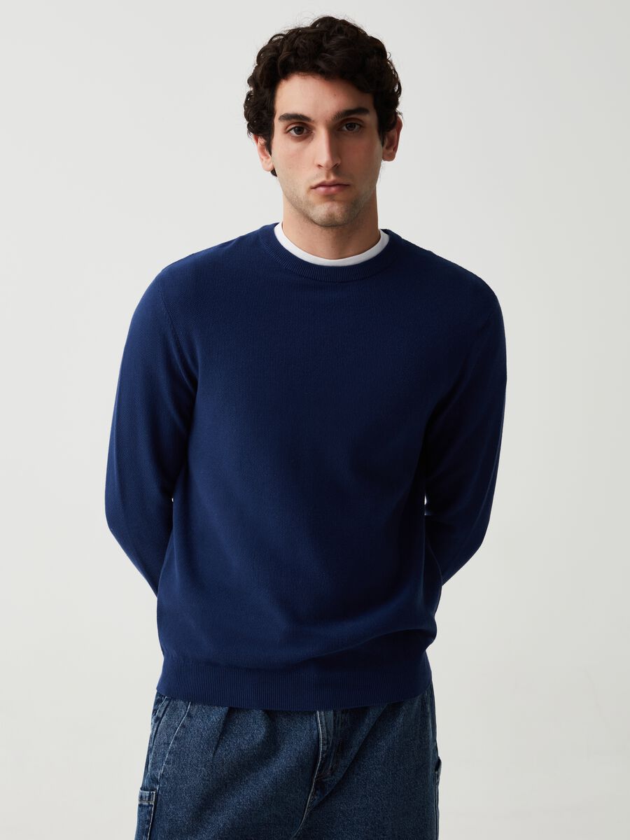 Cotton pullover with round neck_0