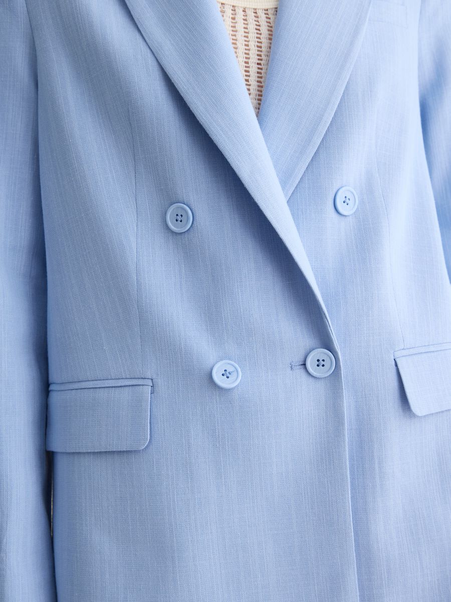 Women’s light blue regular-fit blazer in cotton blend with buttons_2