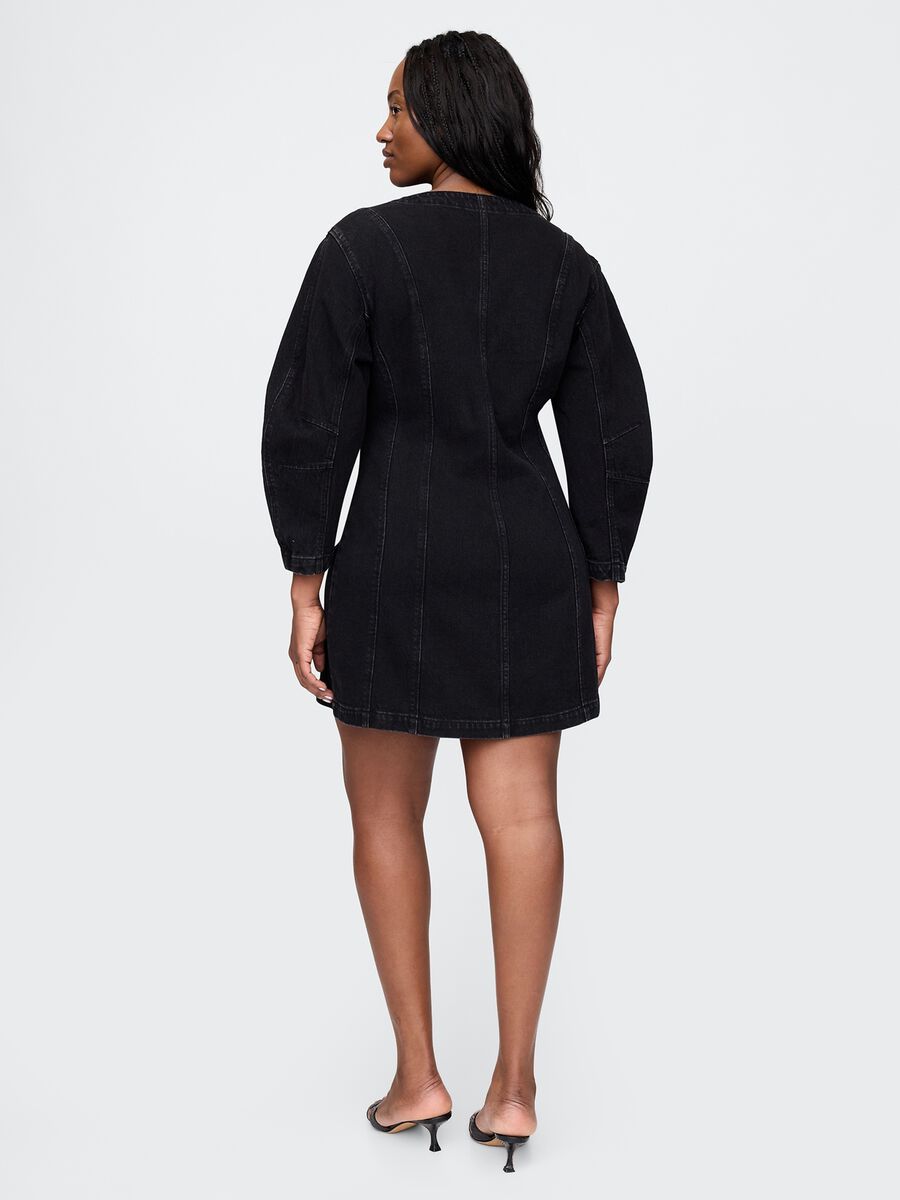 Black Denim Dress with Buttons Gap_5