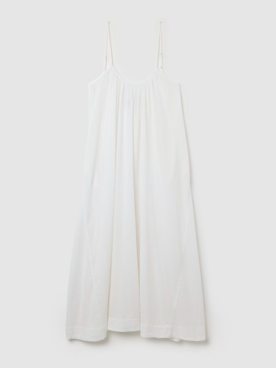Women's full-length white dress in 100% cotton_4