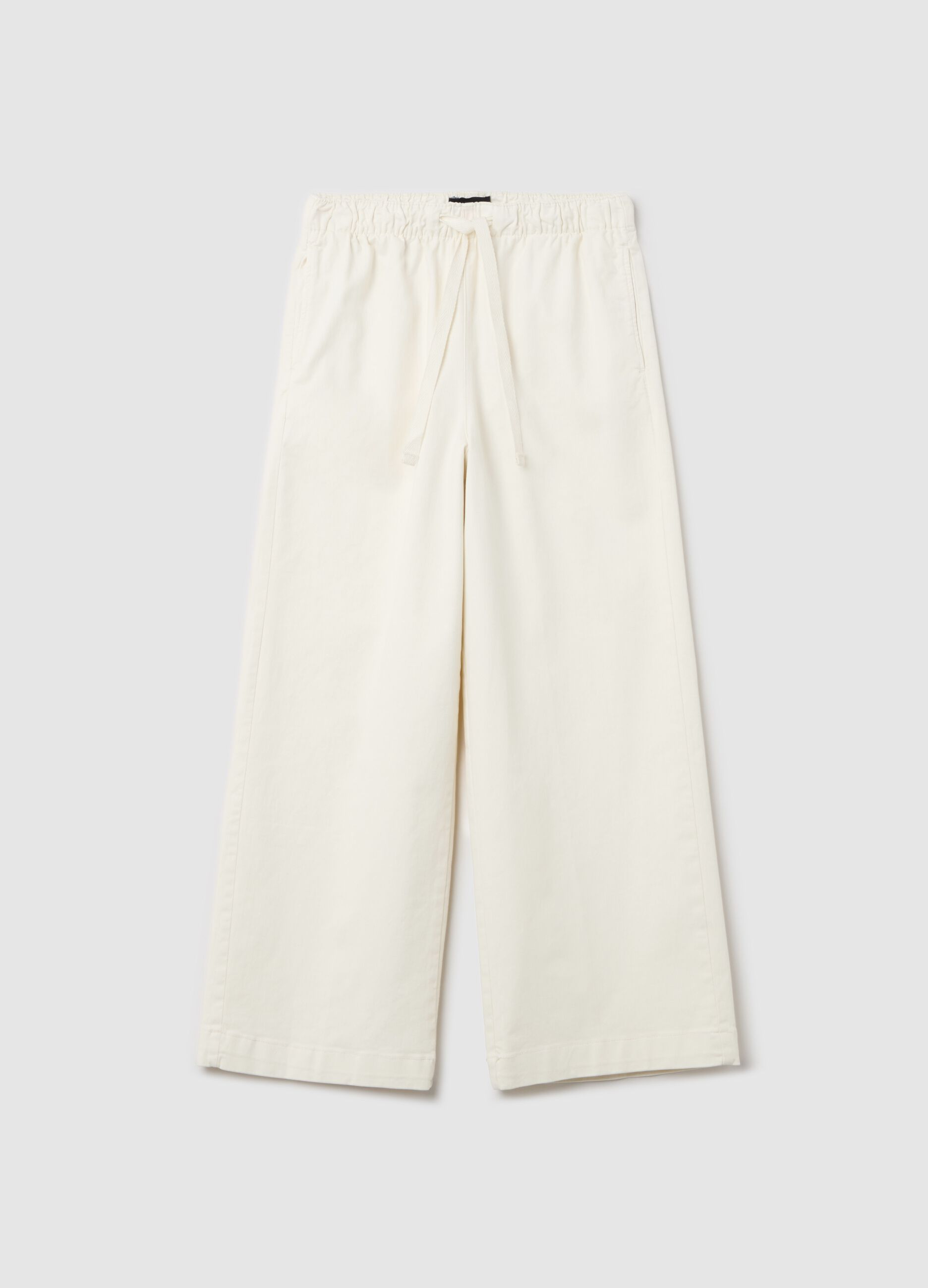 Wide-leg trousers in stretch cotton