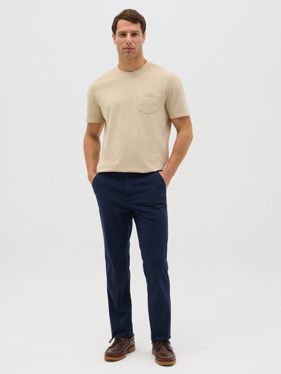Beige T-shirt in cotton with pocket_1