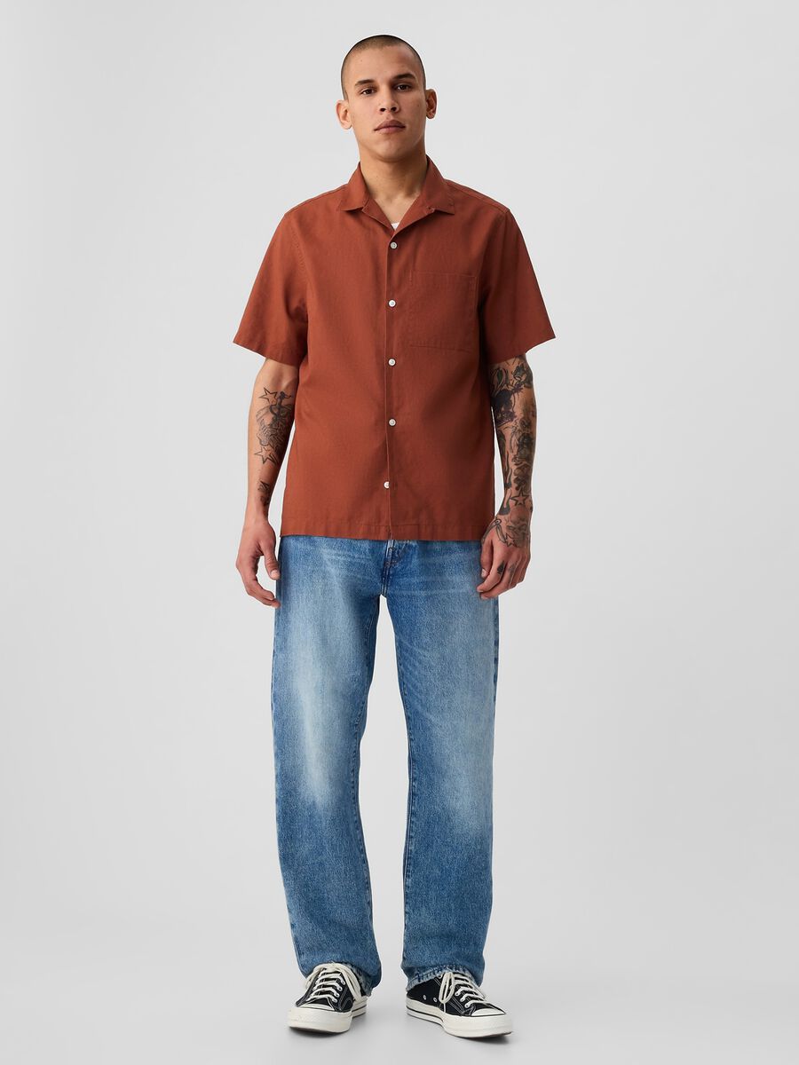 Linen and cotton short-sleeved shirt_2