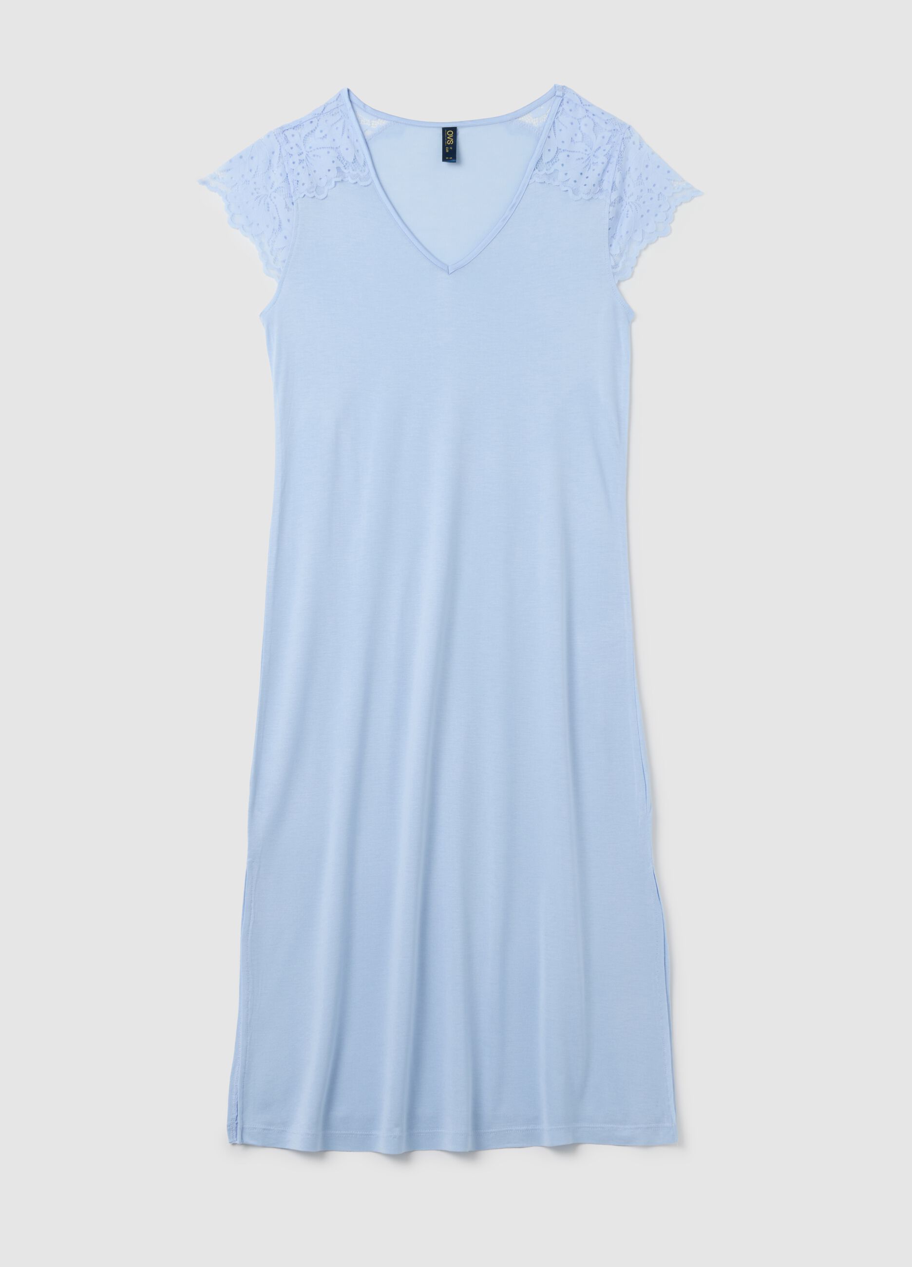 Camicia da notte azzurra in pura viscosa