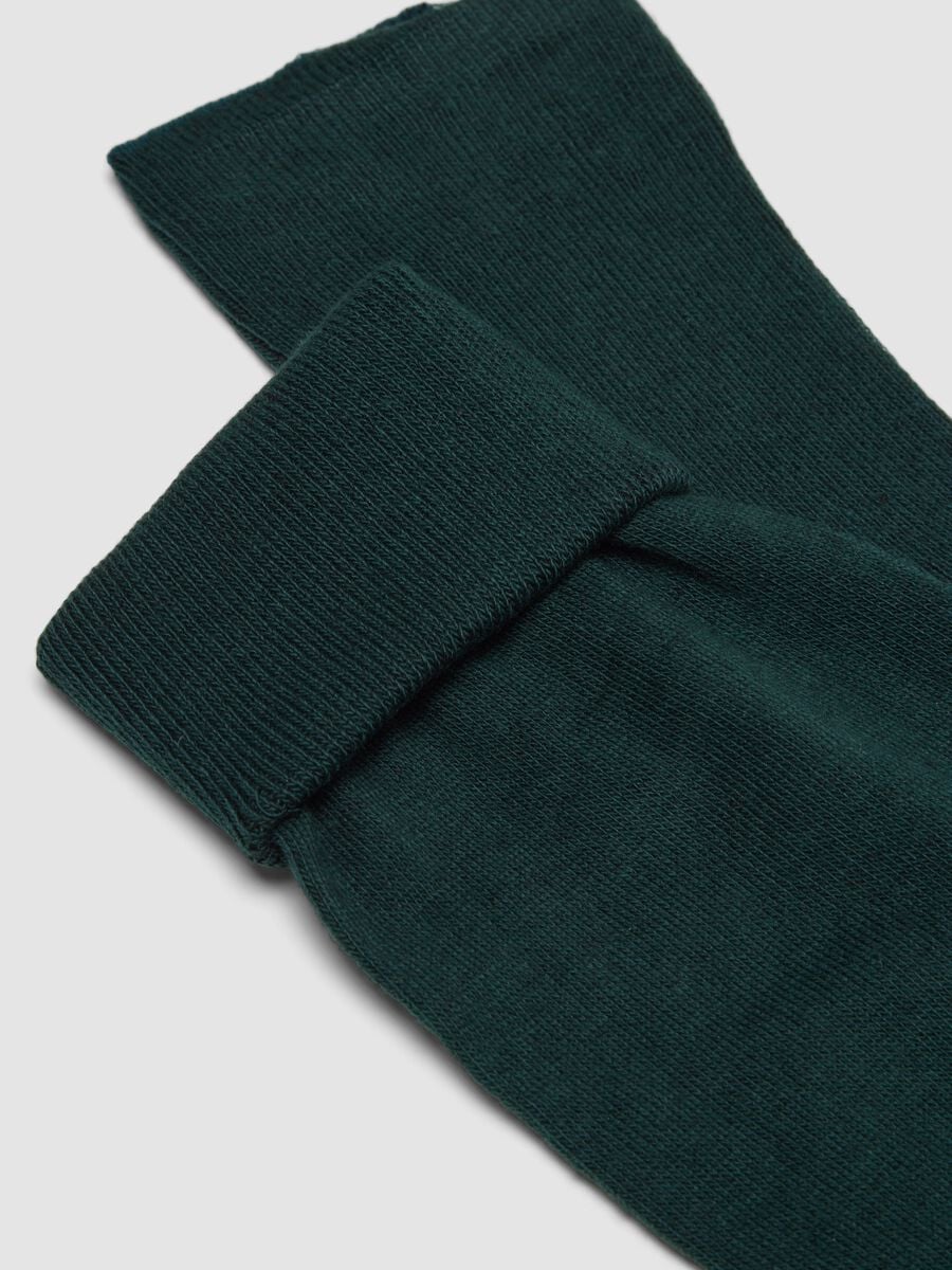 Two-pack of navy blue and teal knee-high socks in a cotton and cashmere blend_1