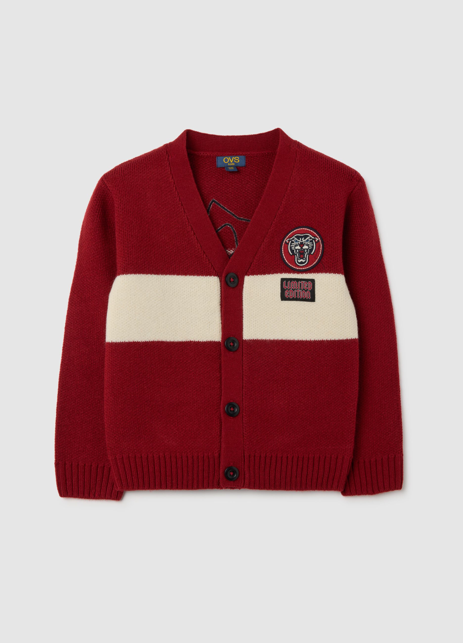 Cardigan da bambino in misto lana multicolor over